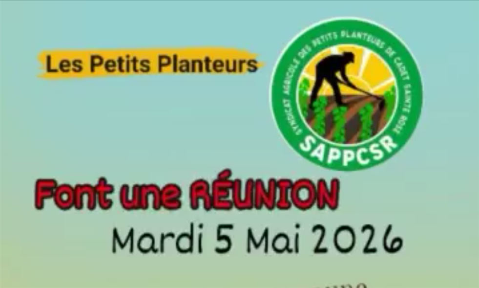 Annonce réunion du Syndicat Agricole des Petits Planteurs de Cadet Ste Rose, du 5 mai 2026 à 18h30